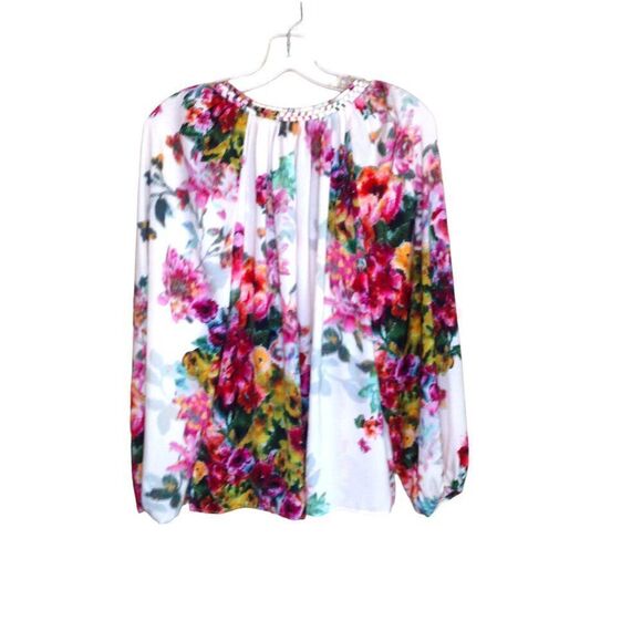 Kobi Halperin Priscilla Tie-Neck Peasant Blouse Floral Print Multicolor … - Picture 2 of 6